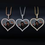 TOPGRILLZ Custom Photo Heart Medallion – Men's Hip-Hop Pendant with 4mm Tennis Chain