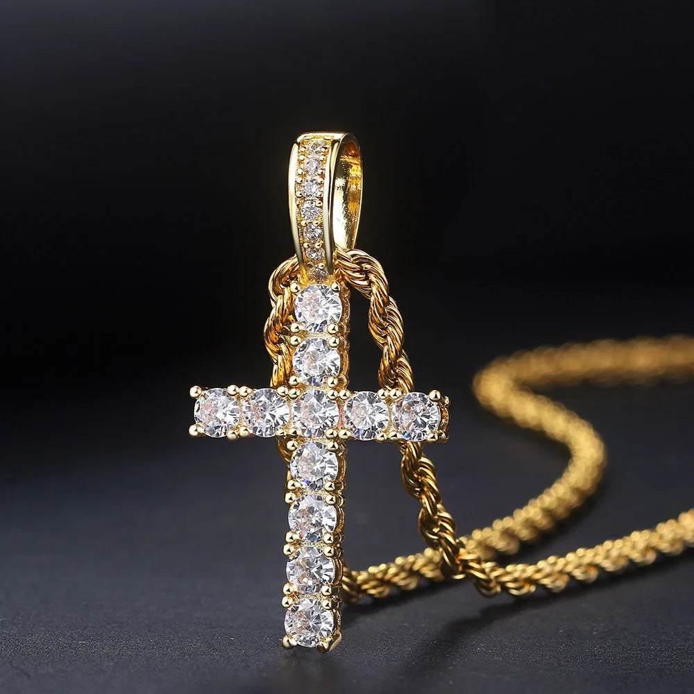 Hip Hop Cross Pendant Necklace for Women & Men