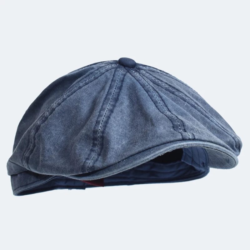 Washed Cotton Newsboy Cap – Vintage Peaky Octagonal Flat Ivy Hat for Men & Women - Image 3