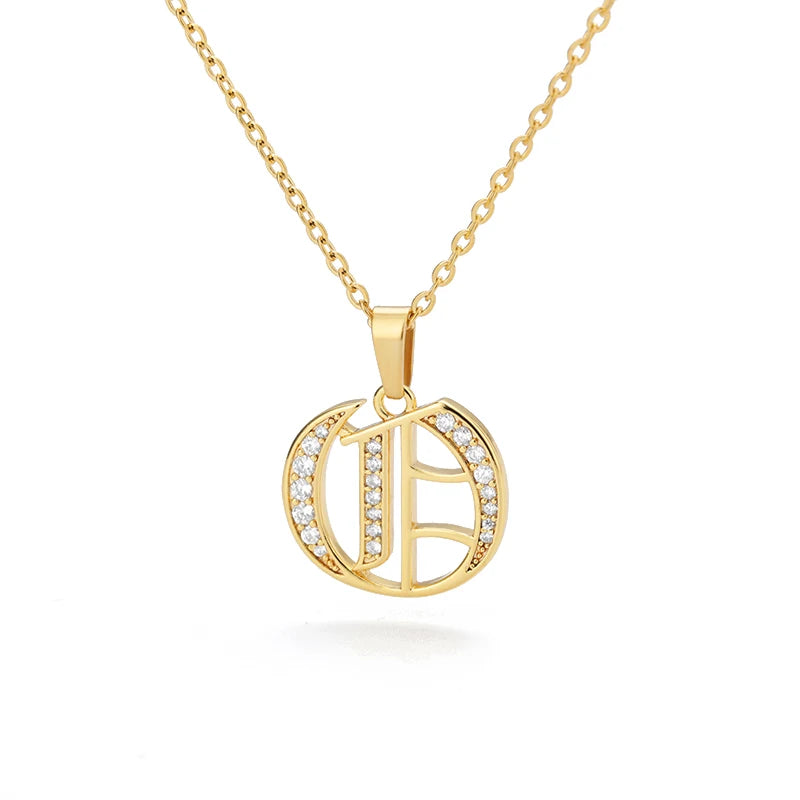 Gothic Zircon Old English Initial Necklace – A–Z Crystal Letter Pendant on Stainless Steel Chain - Image 15