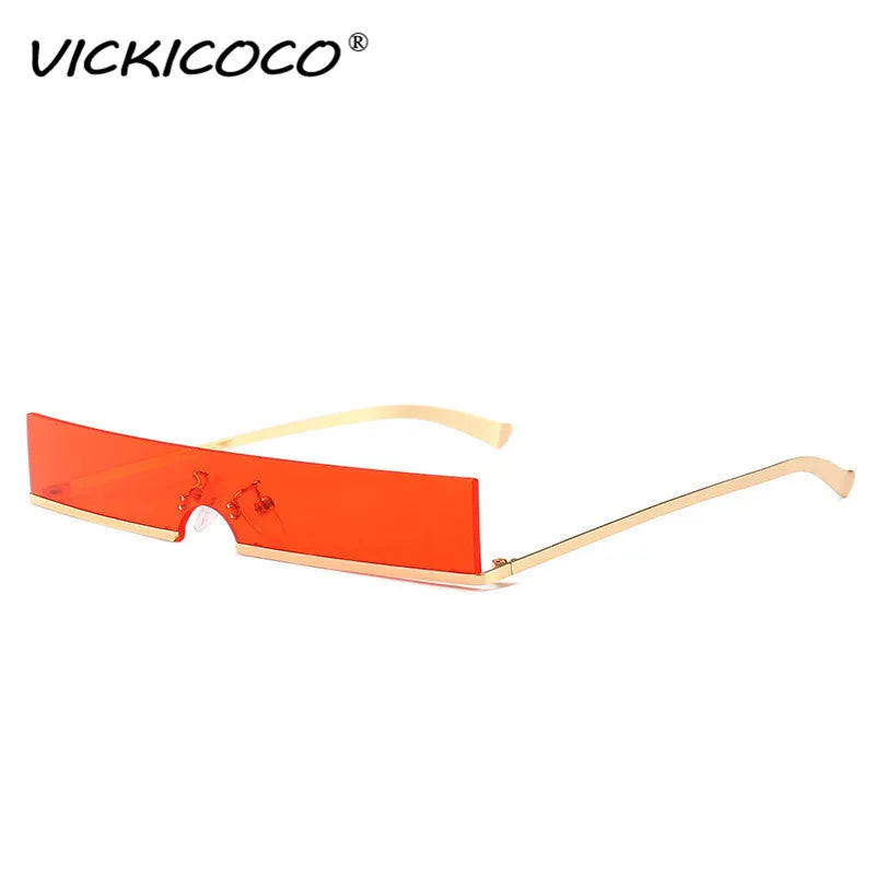 Small Rectangle Rimless Sunglasses Women Luxury Brand Gradient One Piece Red Square Sun Glasses Men Hip Hop Light Shades UV400 - Image 2