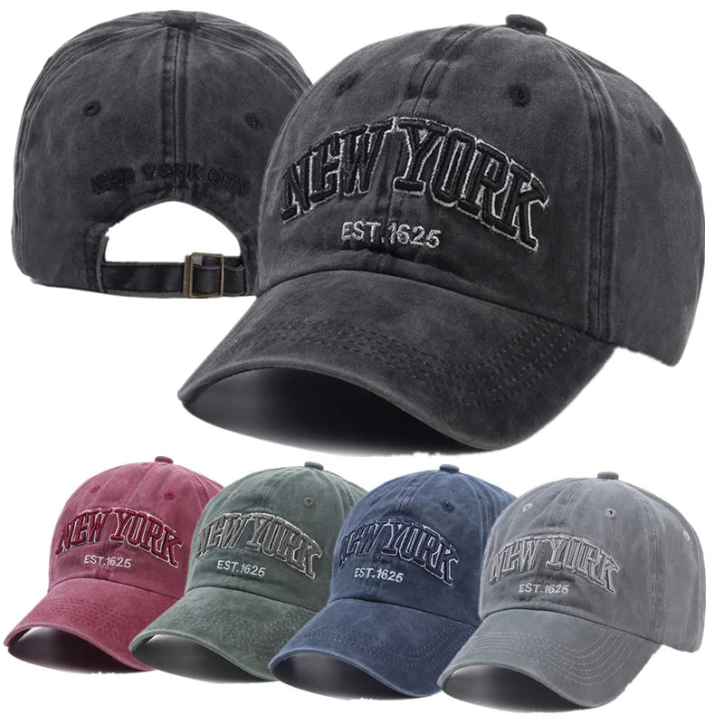 NEW YORK Embroidered Baseball Cap – Fashionable Washed Snapback Hat for Outdoor & Casual Wear