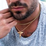 Gold Color Angel Pendant Necklace – Vintage Stainless Steel Chain for Men
