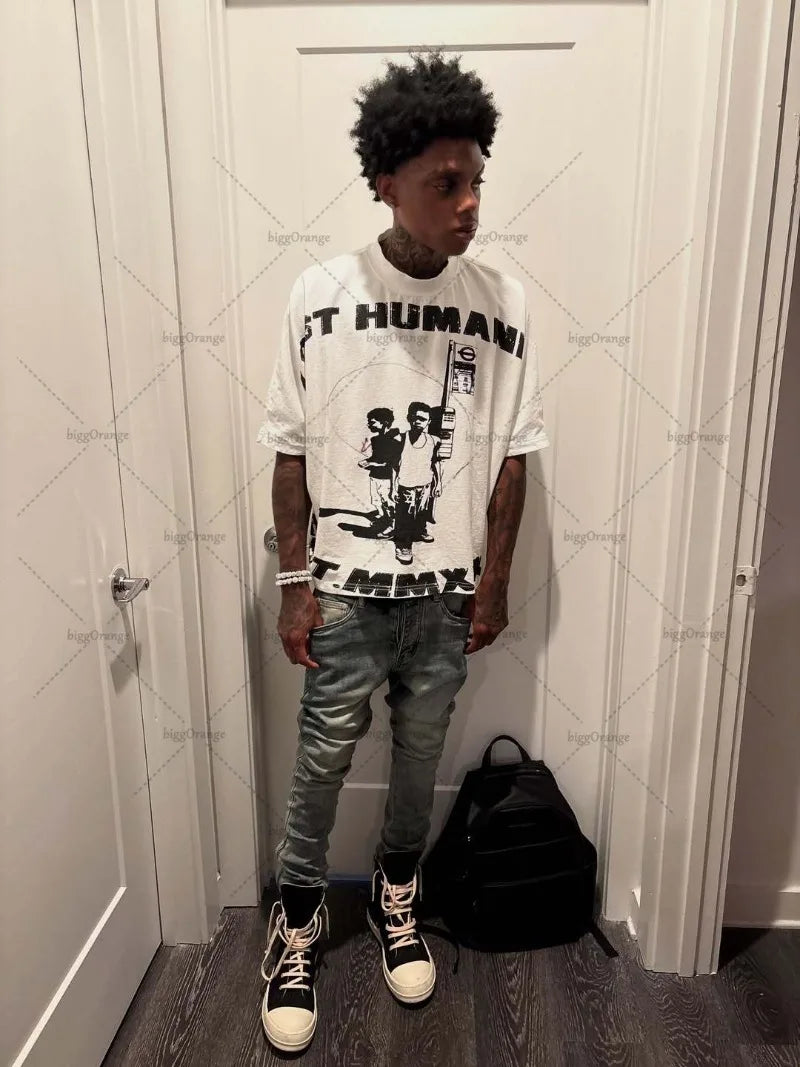 Gothic Harajuku Letter Print T-Shirt – Oversized Hip-Hop Streetwear Tee for Men - Image 2