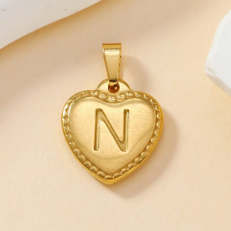 316L Stainless Steel Initial Necklace – Letter Heart Pendant Chain for Women - Image 24