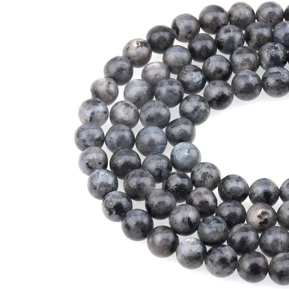 Natural Black Larvikite Labradorite Round Beads – Loose Stone Strand for DIY Jewelry Making - Image 32