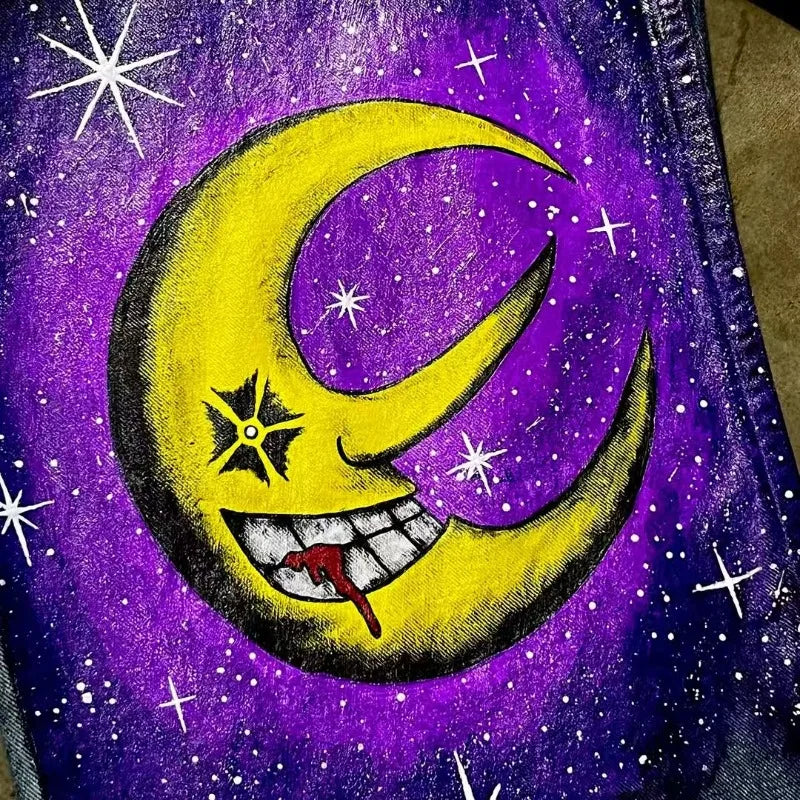 Y2K High Street Goth Harajuku Printed Baggy Jeans – Unisex Wide-Leg High Waist Casual Pants - Image 5