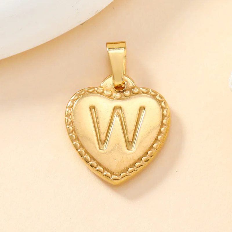 316L Stainless Steel Initial Necklace – Letter Heart Pendant Chain for Women - Image 29