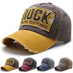 Korean Washed Letter Denim Baseball Cap – Unisex Shabby Chic Sunhat for Spring & Autumn