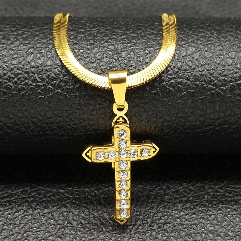 Vintage Shiny Zircon Jesus Cross Necklace - Image 14