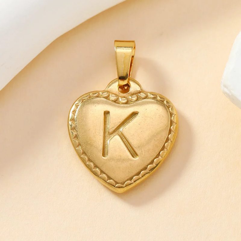 316L Stainless Steel Initial Necklace – Letter Heart Pendant Chain for Women - Image 26