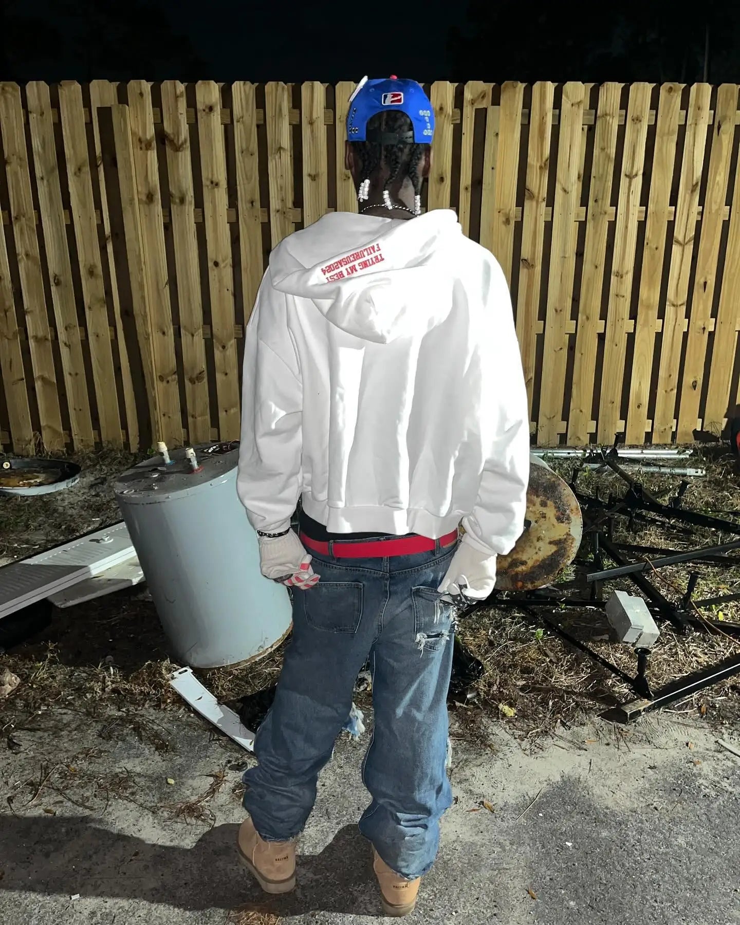 Gothic Flag Rhinestone Zipper Hoodie - Image 5