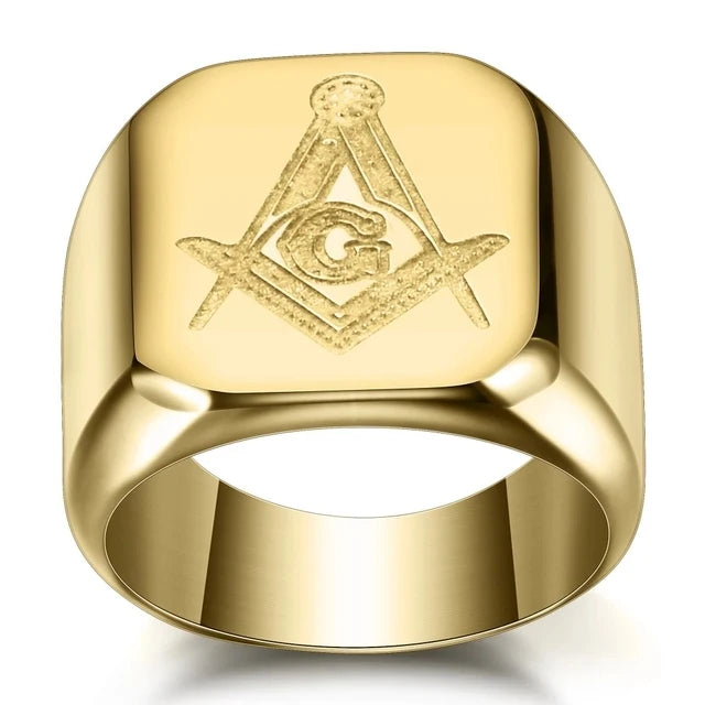 316L Stainless Steel Freemason Ring – Gold Color Hip Hop Iced Out Masonic Jewelry for Men - Image 7