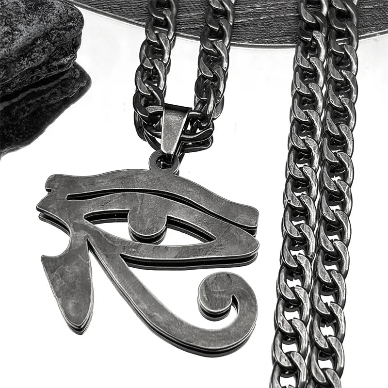 Eye of Ra / Horus Pendant Necklace – Stainless Steel Egyptian Amulet for Men - Image 7