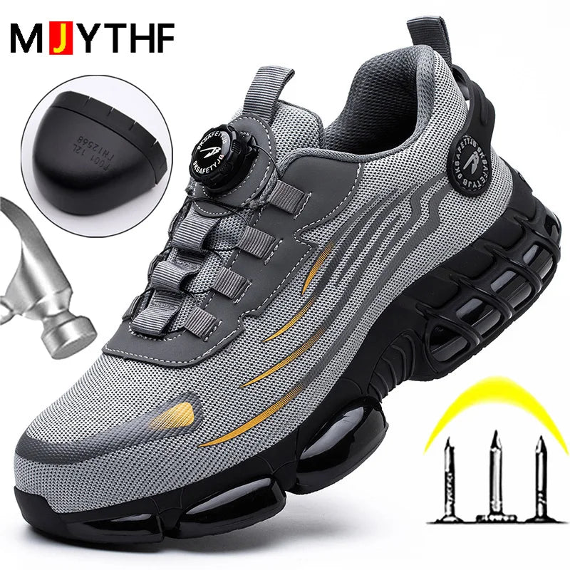 Rotating Button Safety Work Shoes for Men – Anti-Smash & Anti-Puncture Protective Boots
