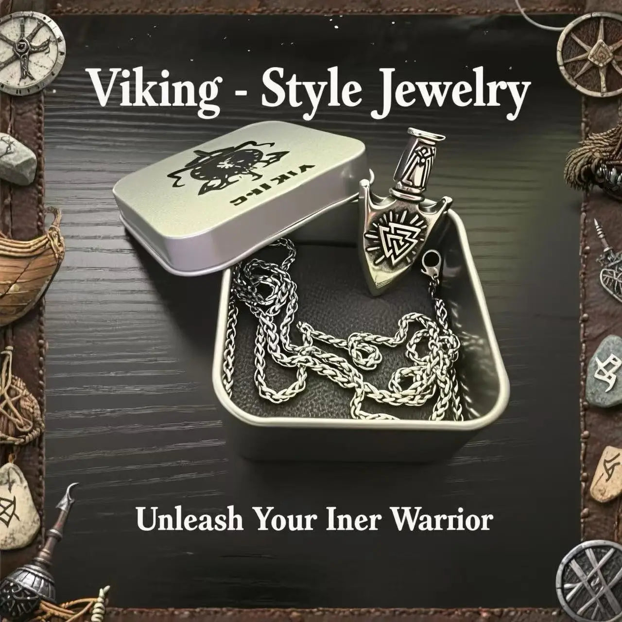 316L Stainless Steel Viking Rune Pendant Chain Necklace For Men – Viking Jewelry Accessories - Image 3