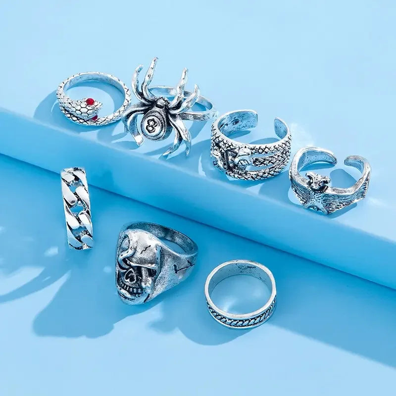 Punk Gothic Skeleton Ring Set - Image 3