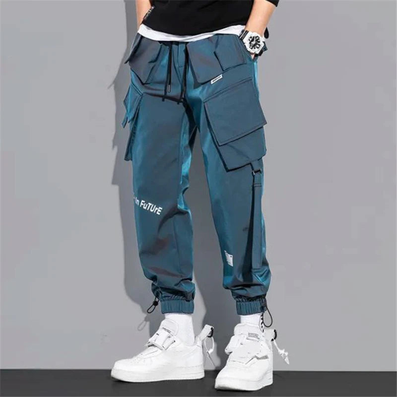 Thin Streetwear Ribbon Harem Cargo Pants – Slim Fit Joggers for Men & Women - Image 6