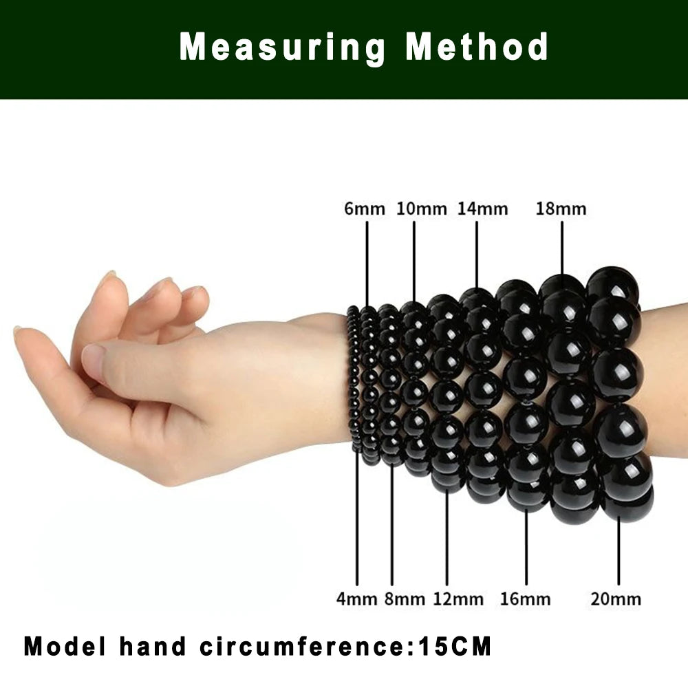 Natural Black Larvikite Labradorite Round Beads – Loose Stone Strand for DIY Jewelry Making - Image 6