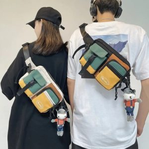 Men's Large Capacity Nylon Chest Bag – Casual Sports Sling & Crossbody Shoulder Pack