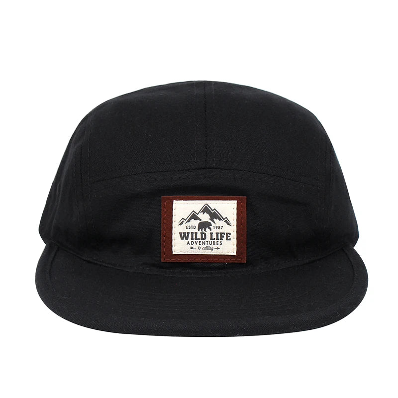 WILD LIFE 5-Panel Cotton Baseball Cap – Unisex Adjustable Snapback for Hip Hop & Streetwear