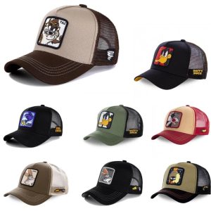 High-Quality Anime Cartoon Snapback – Unisex Cotton Mesh Trucker Cap for Men & Women