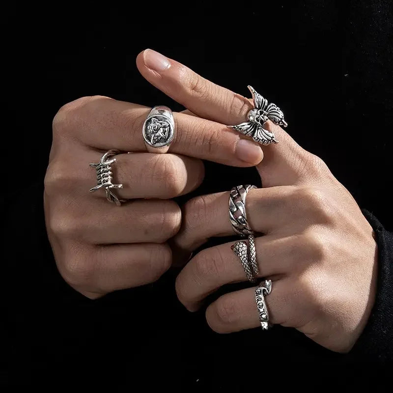 Punk Gothic Skeleton Ring Set - Image 7