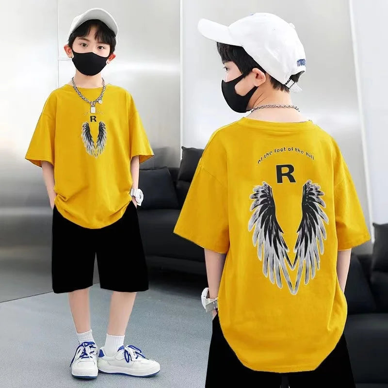 Summer Kid Boys Clothes Set Children Girls Wing Printed Short Sleeve T-Shirts And Shorts 2 Pieces Suit Baby Tracksuits - Image 3