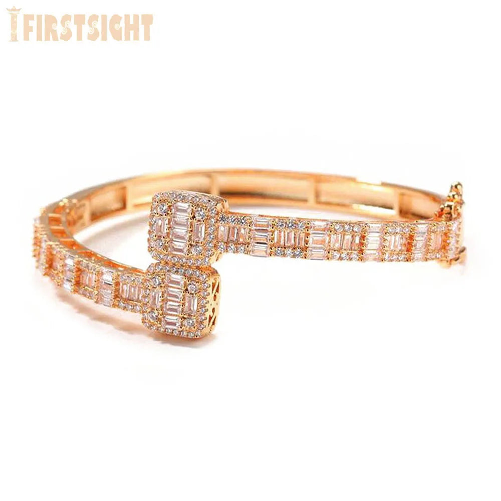 New Iced Out Open Square Zircon Charm Bracelet – Gold & Silver Color Hip Hop Bangle for Men & Women - Image 7