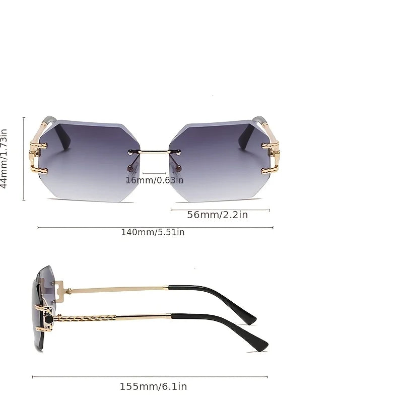 Hip Hop Rimless Geometric Sunglasses – Unisex Street Style Eyewear with Clear Lenses - Image 2