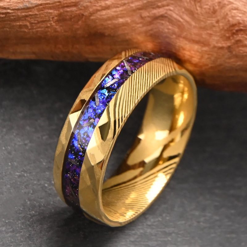 8mm Star Pattern Damascus Steel Ring – Men’s Wedding Band & High-Quality Jewelry Accessory - Image 2
