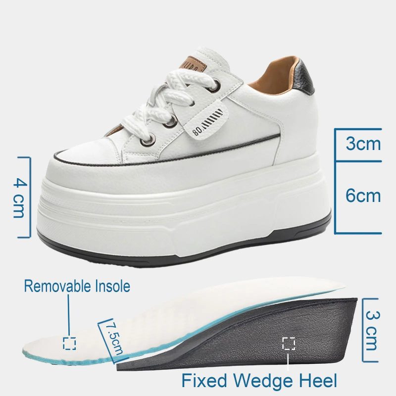 Fujin 9cm Platform Wedge Vulcanized Shoes – Cow Suede Genuine Leather Women’s Casual Summer Heels - Image 2