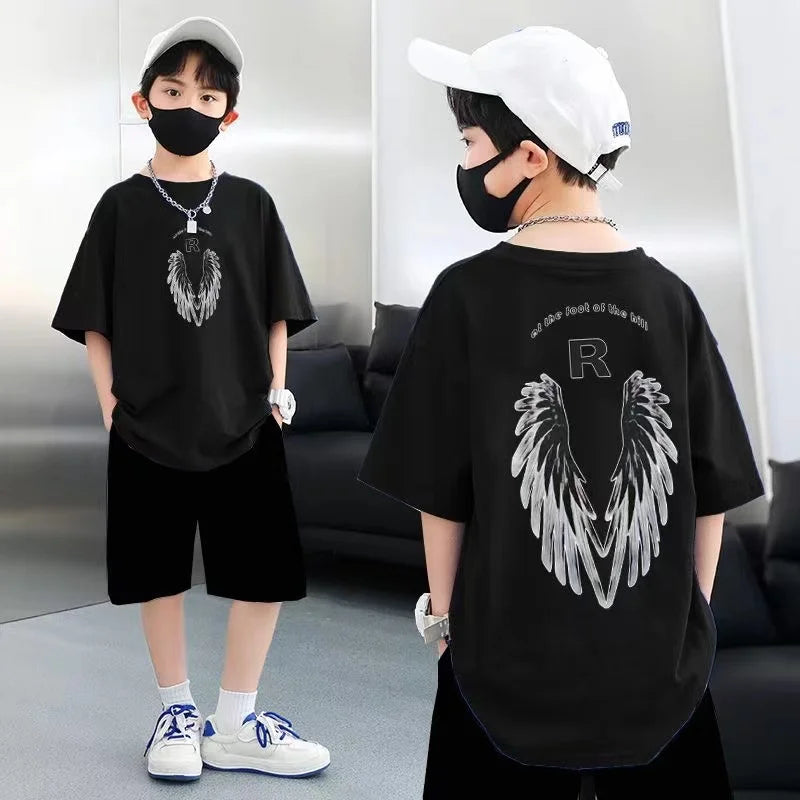 Summer Kid Boys Clothes Set Children Girls Wing Printed Short Sleeve T-Shirts And Shorts 2 Pieces Suit Baby Tracksuits - Image 6