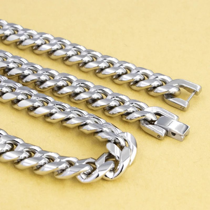 8MM–12MM Stainless Steel Cuban Link Chain – Men's Thick Punk Hip-Hop Necklace & Bracelet - Image 5