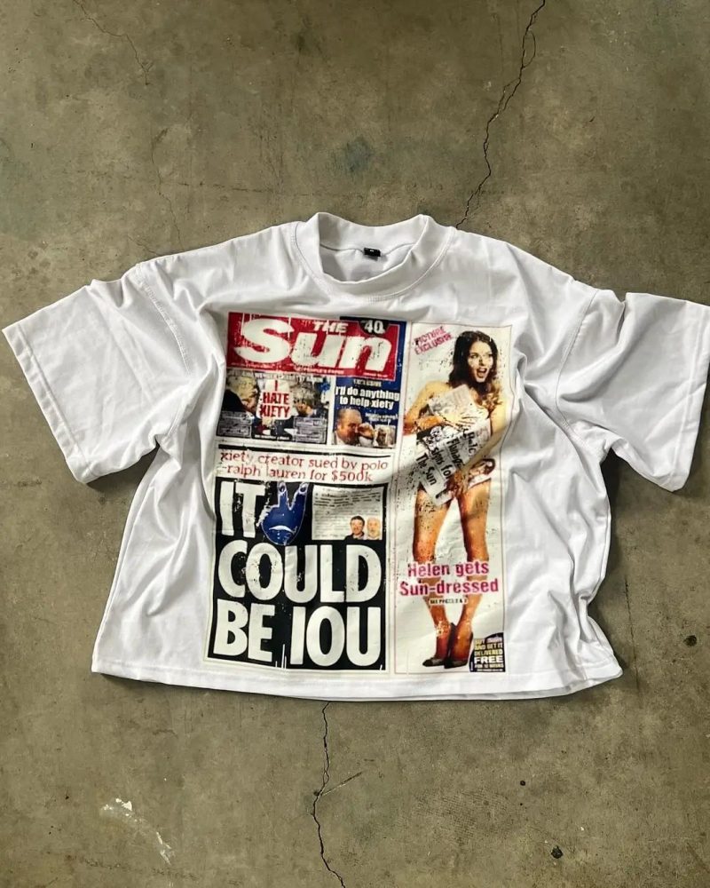 American Letter Graphic T-Shirt – Y2K Oversized Streetwear Tee for Men & Couples