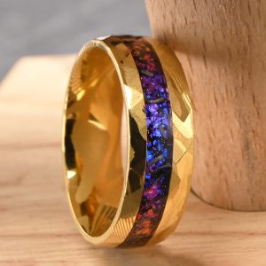 8mm Star Pattern Damascus Steel Ring – Men’s Wedding Band & High-Quality Jewelry Accessory