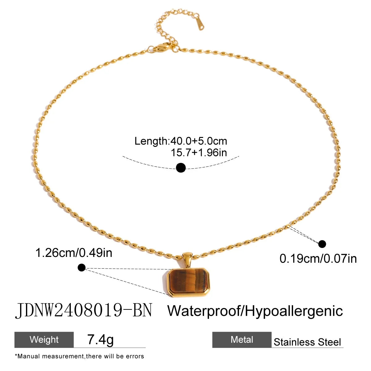 Natural Gemstone Choker Necklace – Tiger Eye, Amazonite, Lapis Lazuli with Gold-Plated Stainless Steel - Image 8