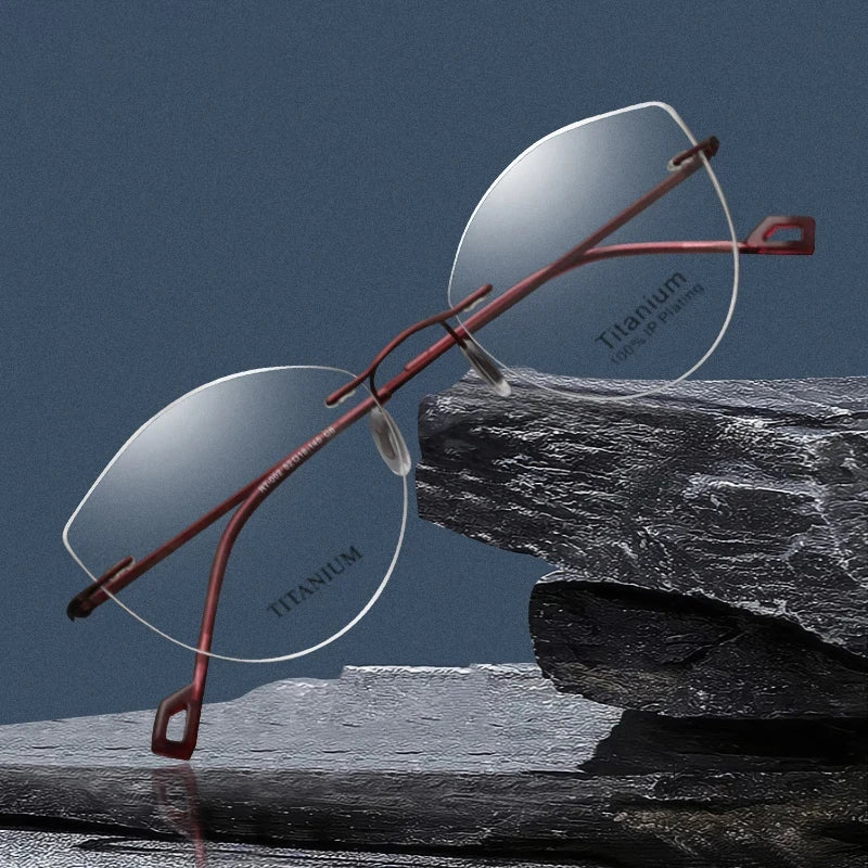 Pure Titanium Rimless Cat Eye Glasses – Women's Anti-Blue Light Eyewear with +1 Diopters - Image 4