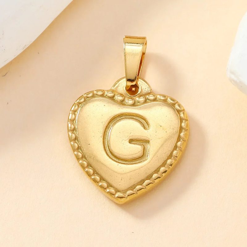 316L Stainless Steel Initial Necklace – Letter Heart Pendant Chain for Women - Image 17