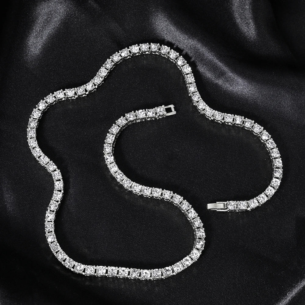 Classical 4MM Tennis Chain Iced Out Bracelet Necklace - Image 5