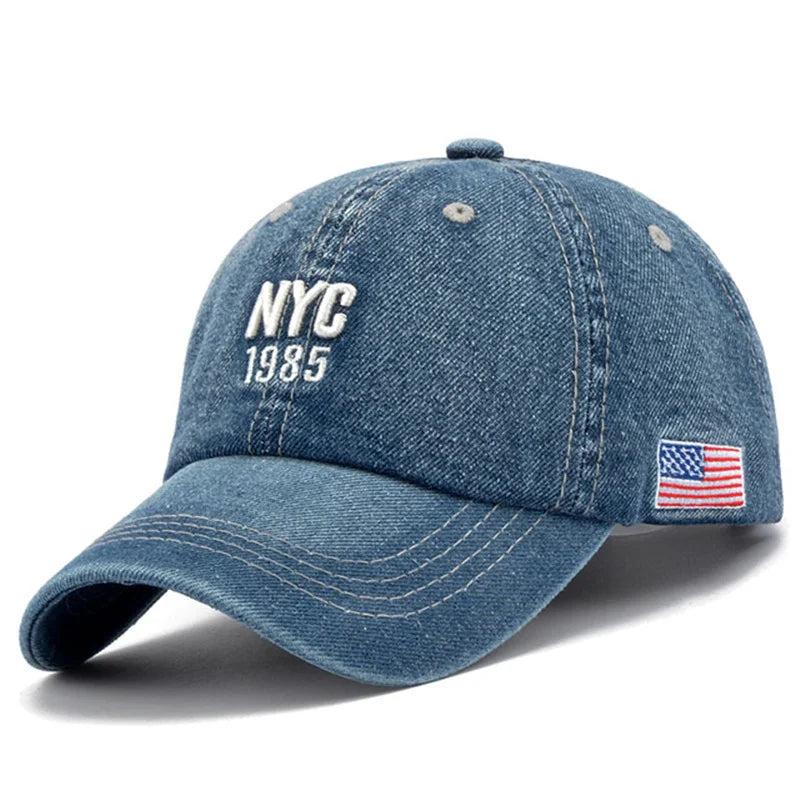 2024 Denim Embroidered Baseball Cap – Unisex Snapback Hat for Summer Sports & Streetwear