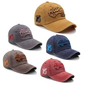 2025 Spring/Summer Vintage Washed Baseball Cap – Unisex Cotton Snapback with "ALWAYS" Embroidery