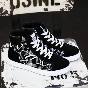 High-Top Canvas Platform Sneakers for Men – Casual Vulcanized Shoes for Spring & Winter