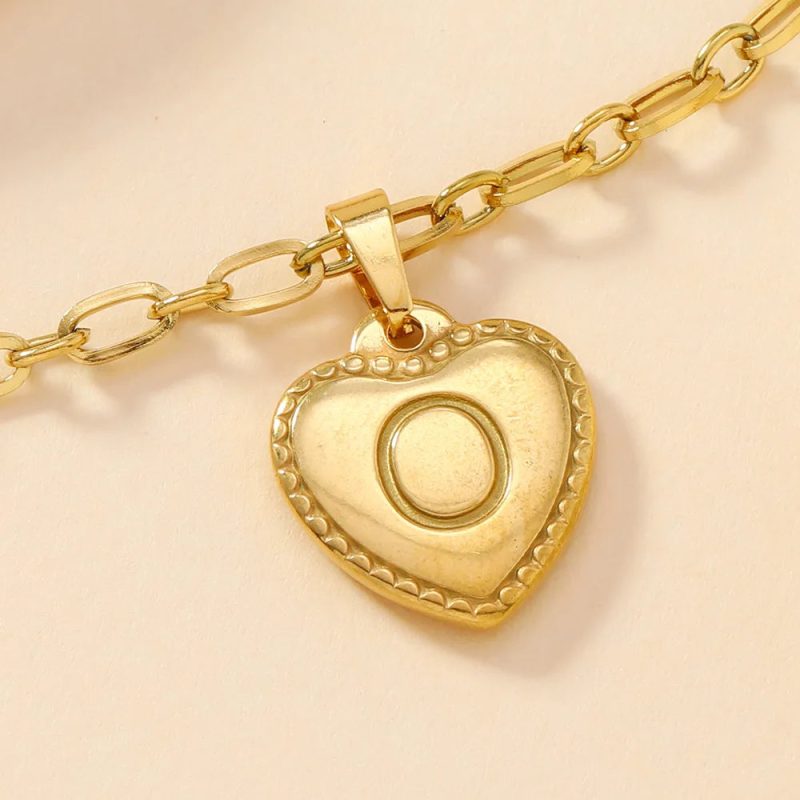 316L Stainless Steel Initial Necklace – Letter Heart Pendant Chain for Women - Image 30