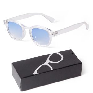 Fashion Gradient Blue Small Round Sunglasses – Unisex Vintage-Inspired Designer Eyewear