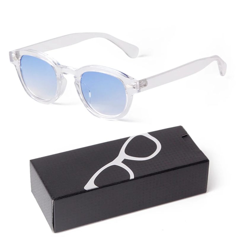 Fashion Gradient Blue Small Round Sunglasses – Unisex Vintage-Inspired Designer Eyewear