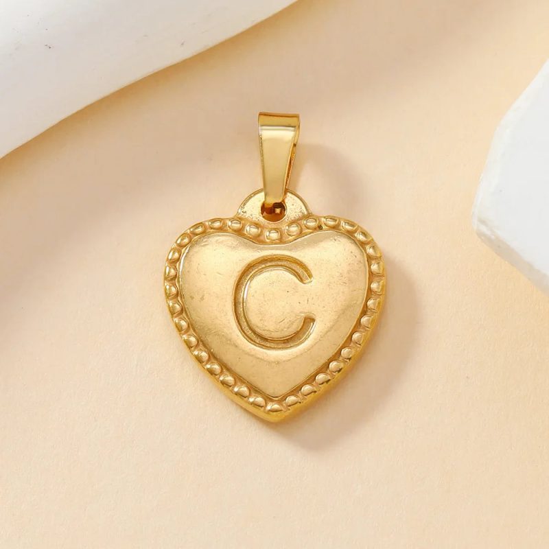 316L Stainless Steel Initial Necklace – Letter Heart Pendant Chain for Women - Image 7