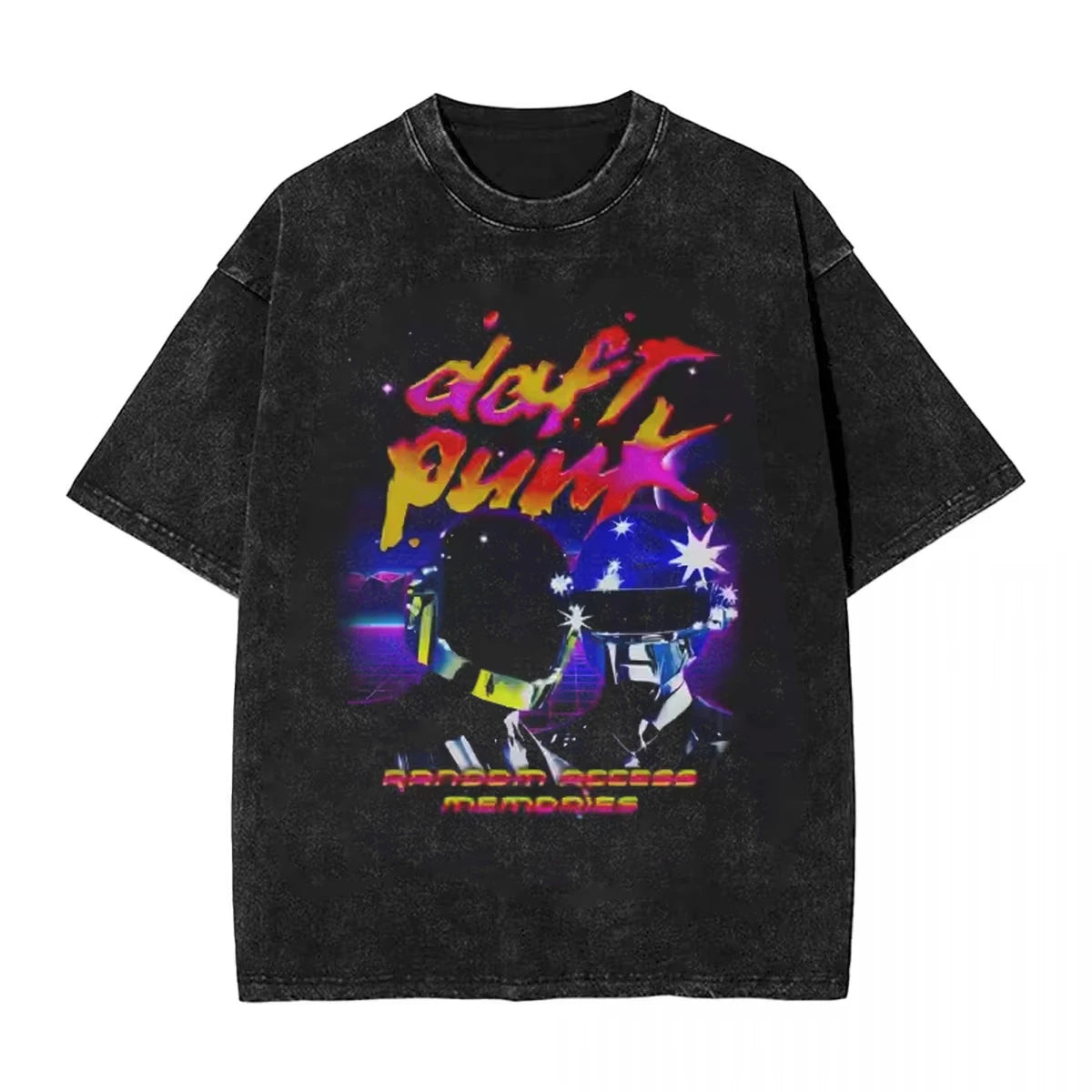 Daft Punk Vintage Washed T-Shirt – Oversized Hip Hop Harajuku Streetwear Tee for Men & Women - Image 8