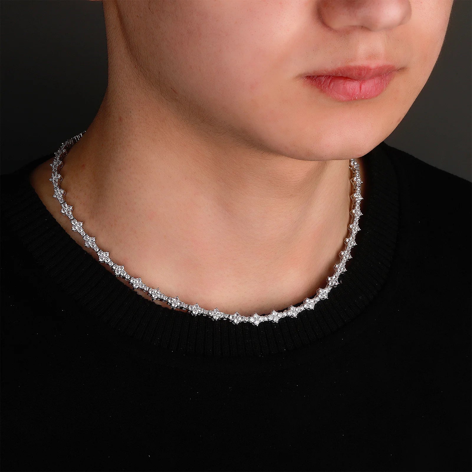 TOPGRILLZ Honeycomb Tennis Chain Necklace – 7MM Classic Hip-Hop Choker for Men & Women - Image 2