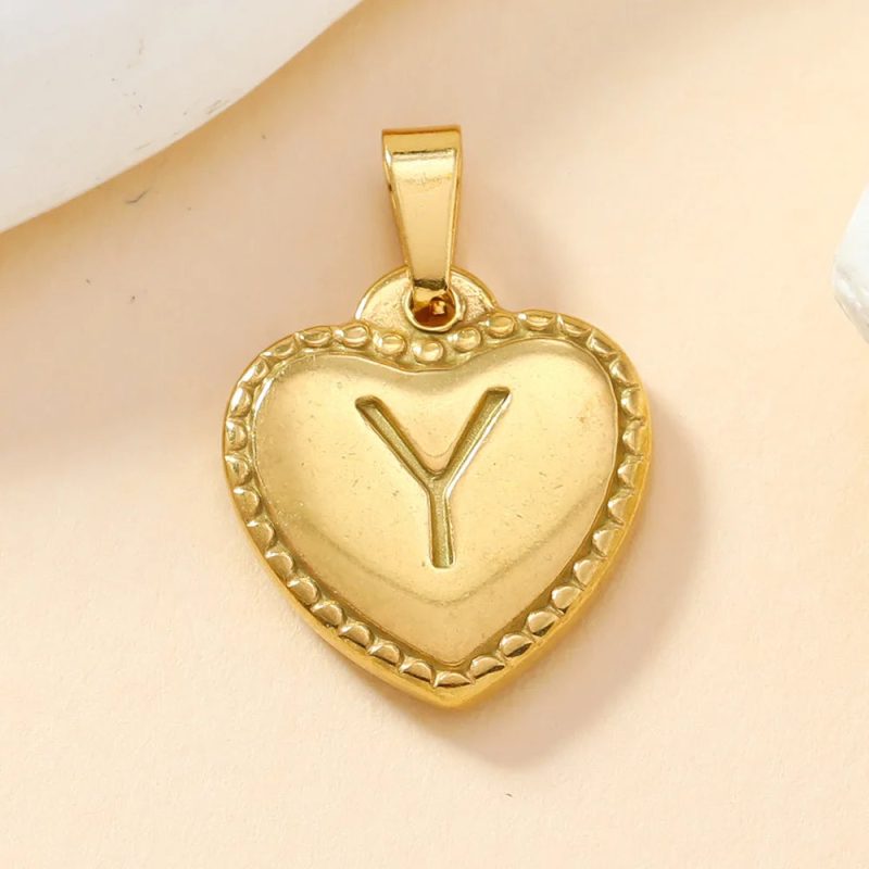 316L Stainless Steel Initial Necklace – Letter Heart Pendant Chain for Women - Image 22